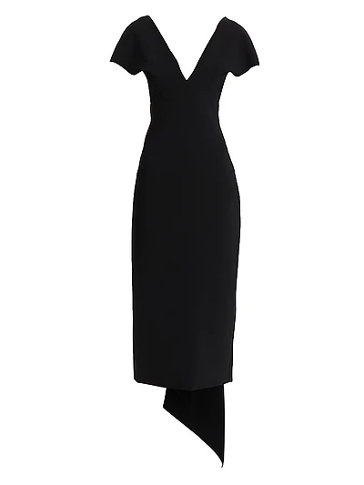 Draped V-Neck Cocktail Dress