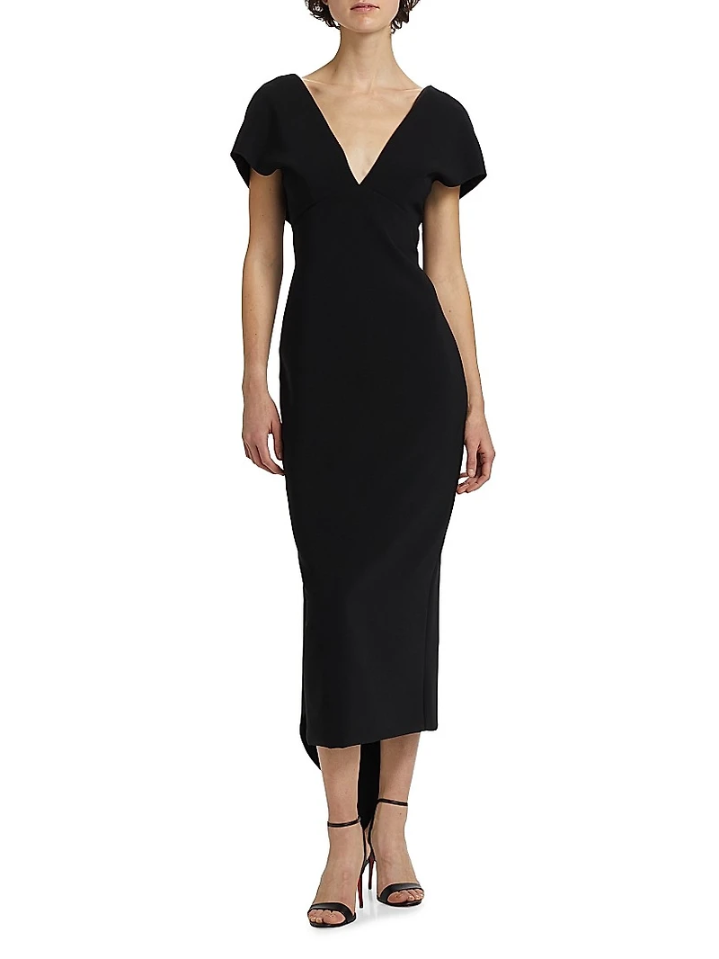 Draped V-Neck Cocktail Dress