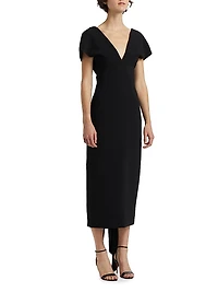 Draped V-Neck Cocktail Dress