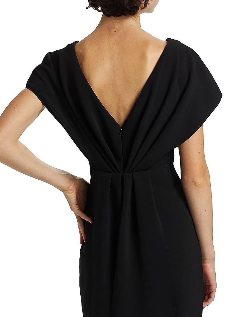 Draped V-Neck Cocktail Dress