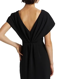 Draped V-Neck Cocktail Dress