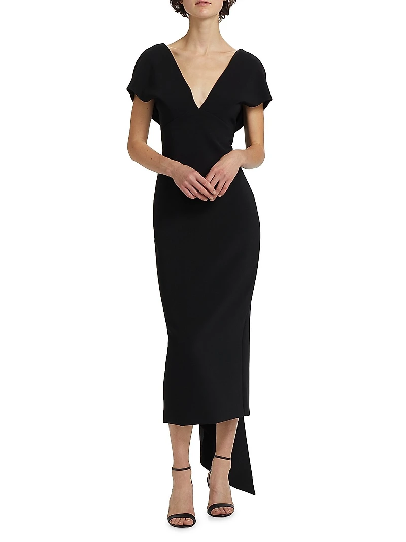 Draped V-Neck Cocktail Dress