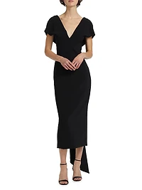 Draped V-Neck Cocktail Dress