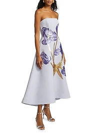 Sequin Floral Strapless Cocktail Dress