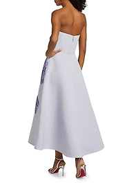 Sequin Floral Strapless Cocktail Dress