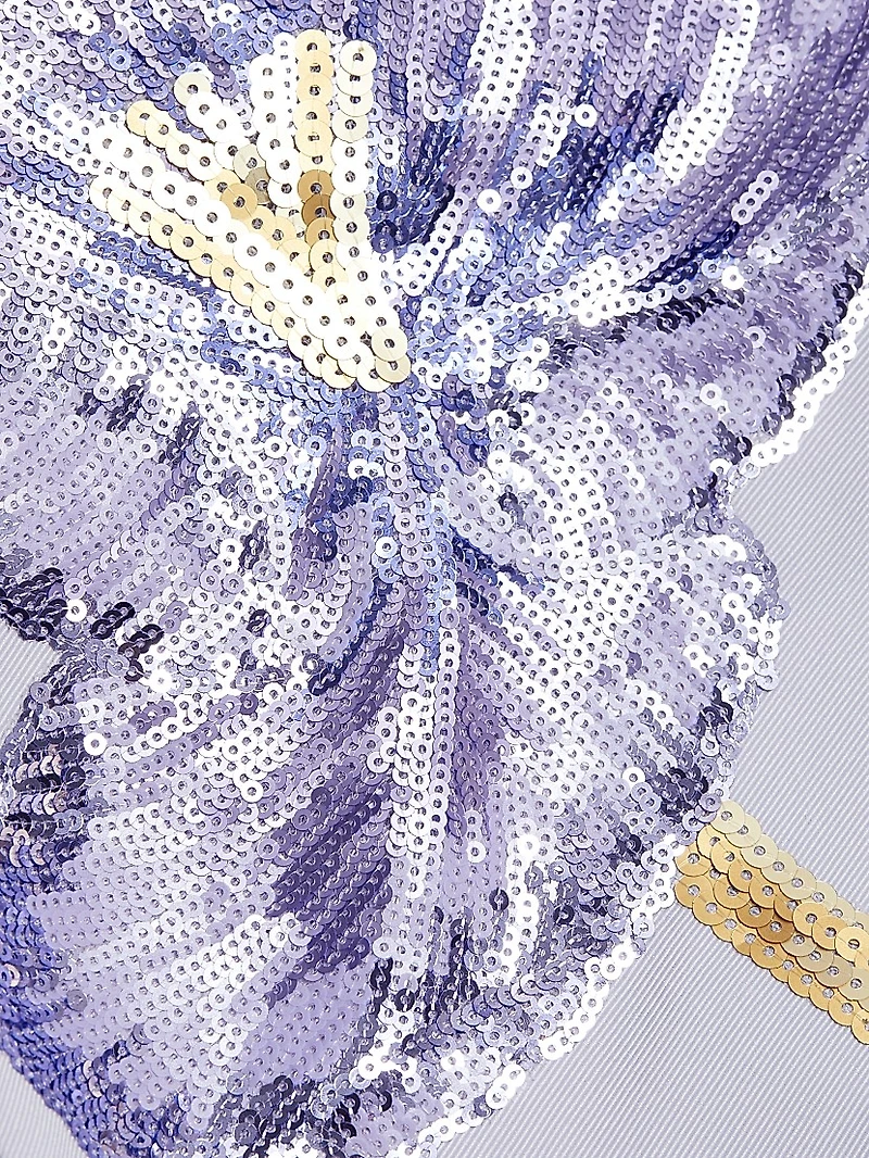 Sequin Floral Strapless Cocktail Dress