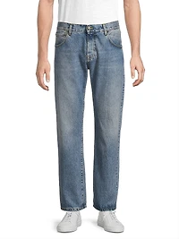 Dreamweaver Washed Denim Mid-Rise Straight-Leg Jeans