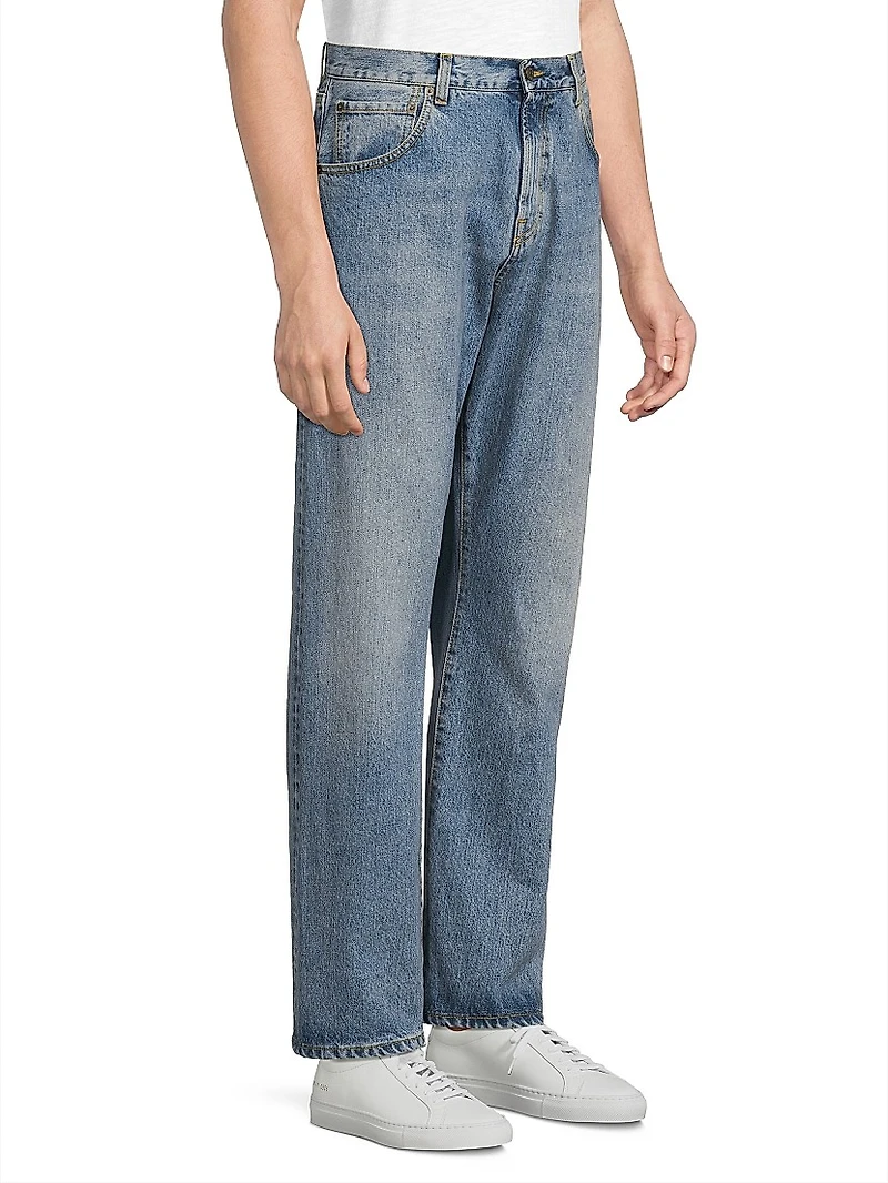 Dreamweaver Washed Denim Mid-Rise Straight-Leg Jeans