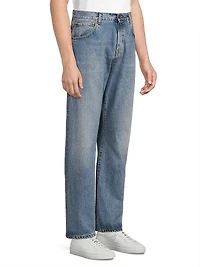 Dreamweaver Washed Denim Mid-Rise Straight-Leg Jeans