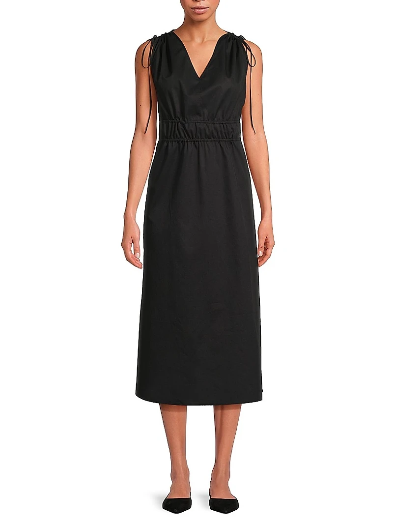 Eliora Drawstring Sleeveless Midi-Dress