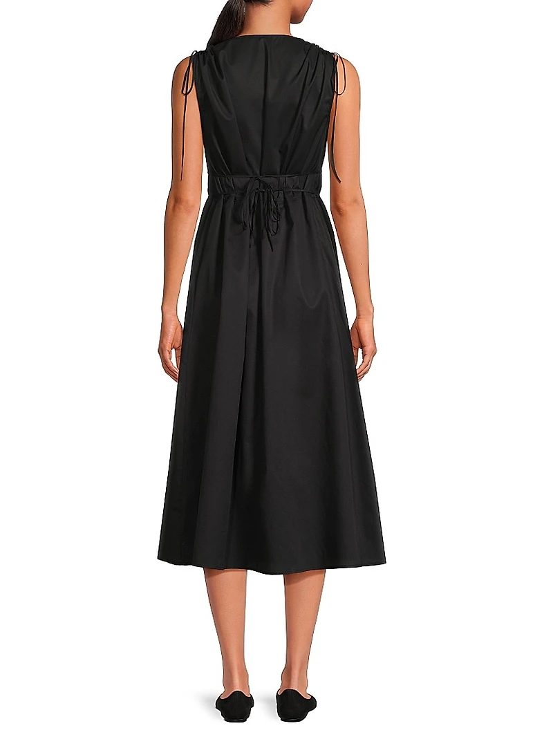 Eliora Drawstring Sleeveless Midi-Dress
