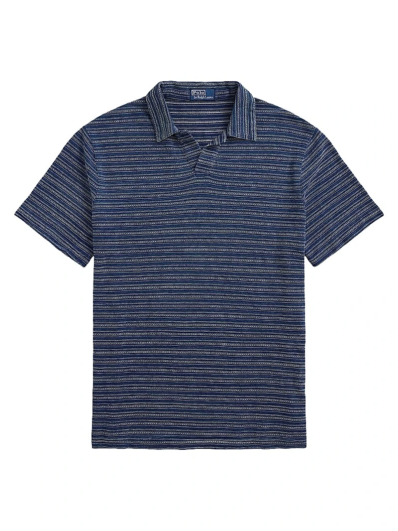 Striped Slub Jersey Polo Shirt