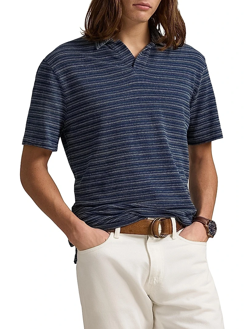 Striped Slub Jersey Polo Shirt