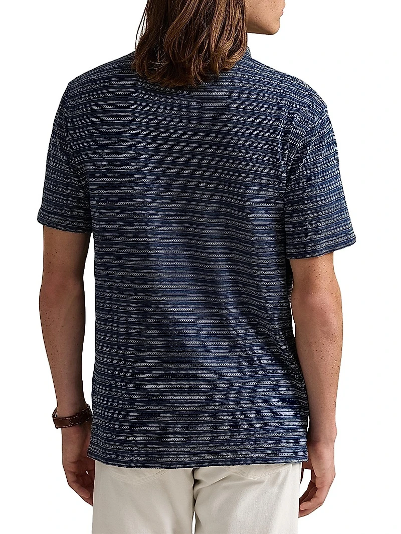 Striped Slub Jersey Polo Shirt