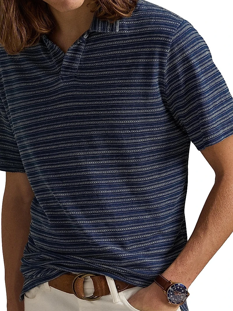 Striped Slub Jersey Polo Shirt