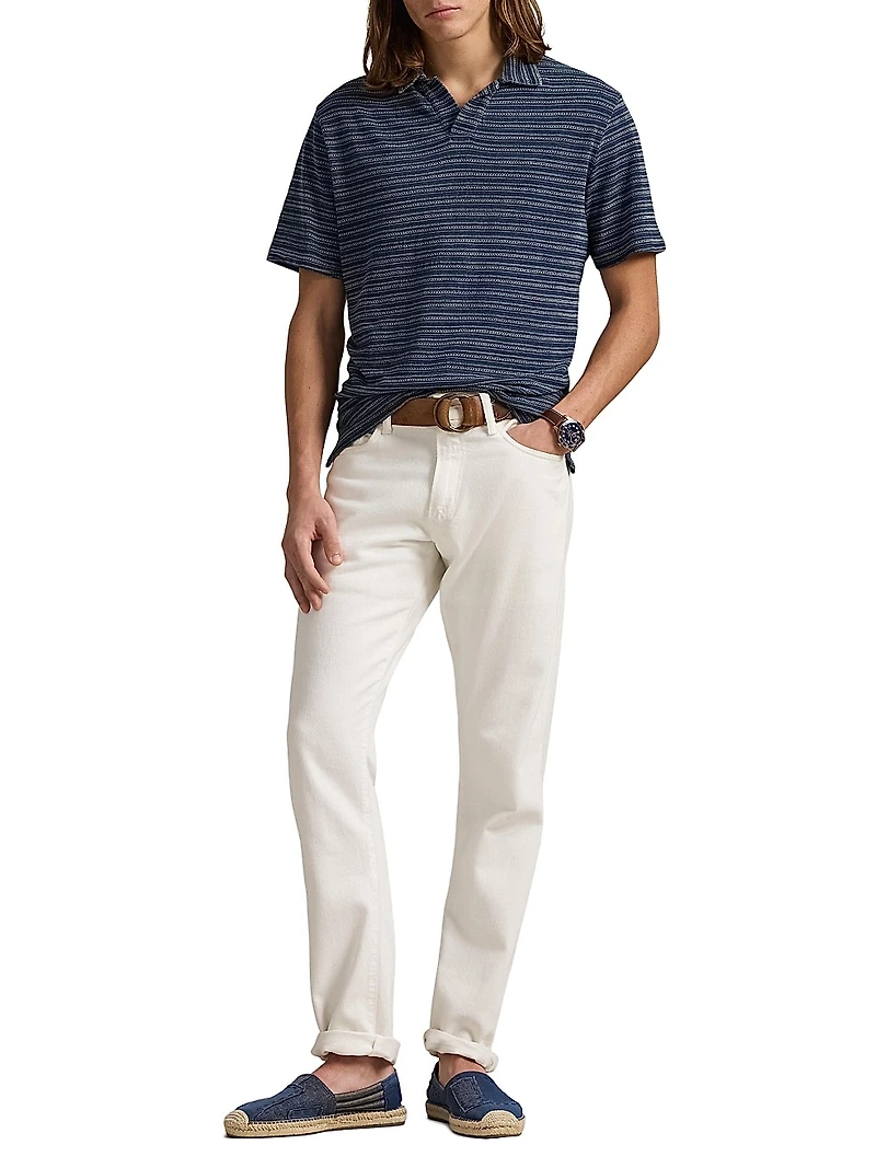 Striped Slub Jersey Polo Shirt