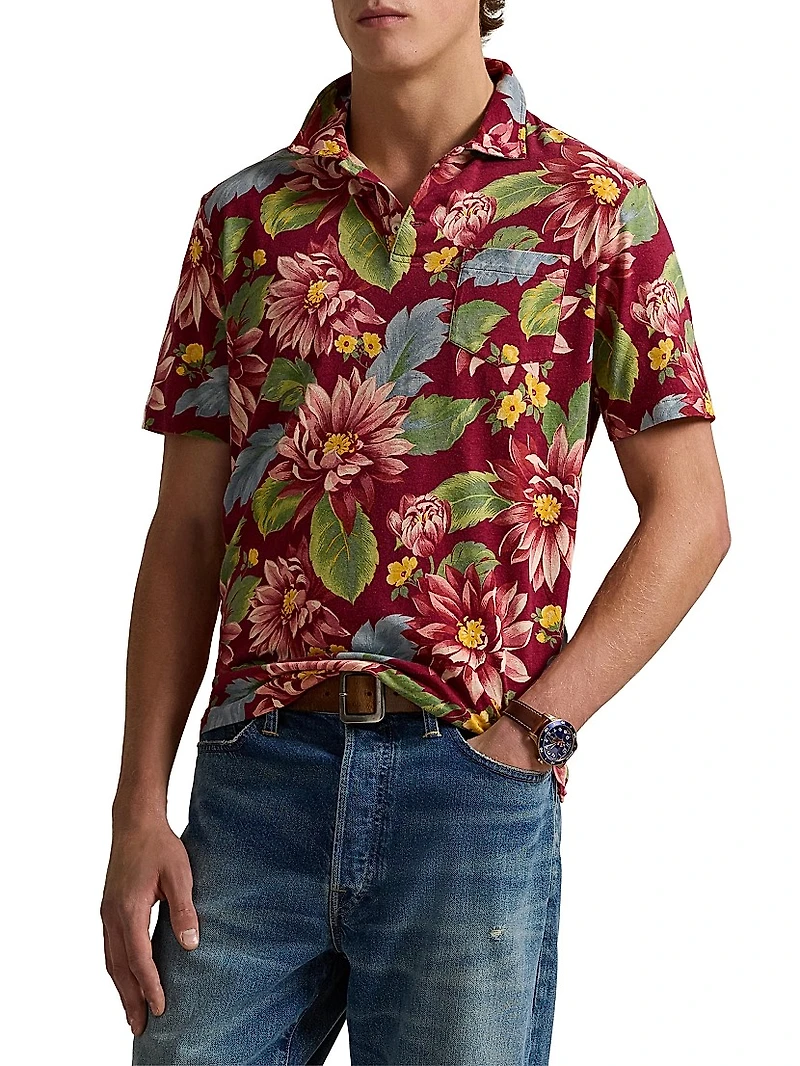 Floral Jersey Polo Shirt
