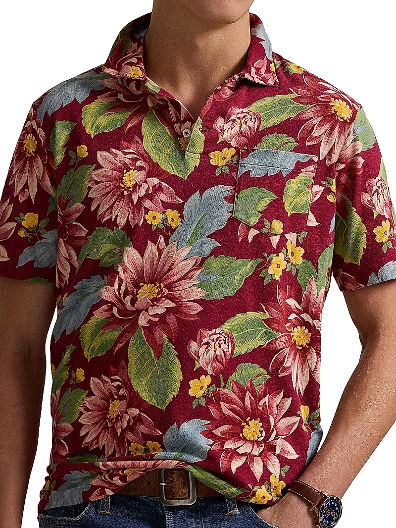 Floral Jersey Polo Shirt