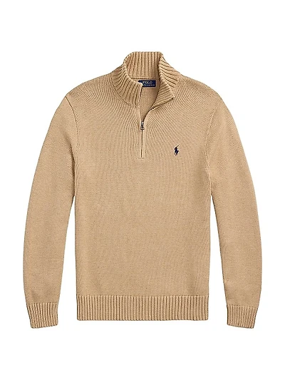Cotton Knit Quarter-Zip Sweater