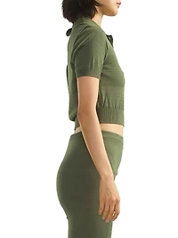 Cropped Knit Polo Shirt