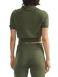 Cropped Knit Polo Shirt