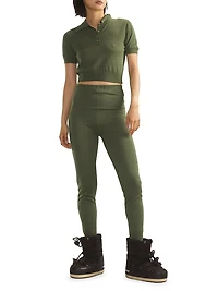 Cropped Knit Polo Shirt