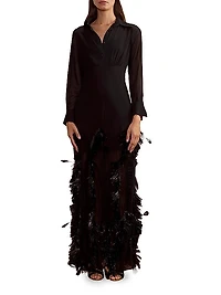 Metallic Fringe Embellished Georgette Dress