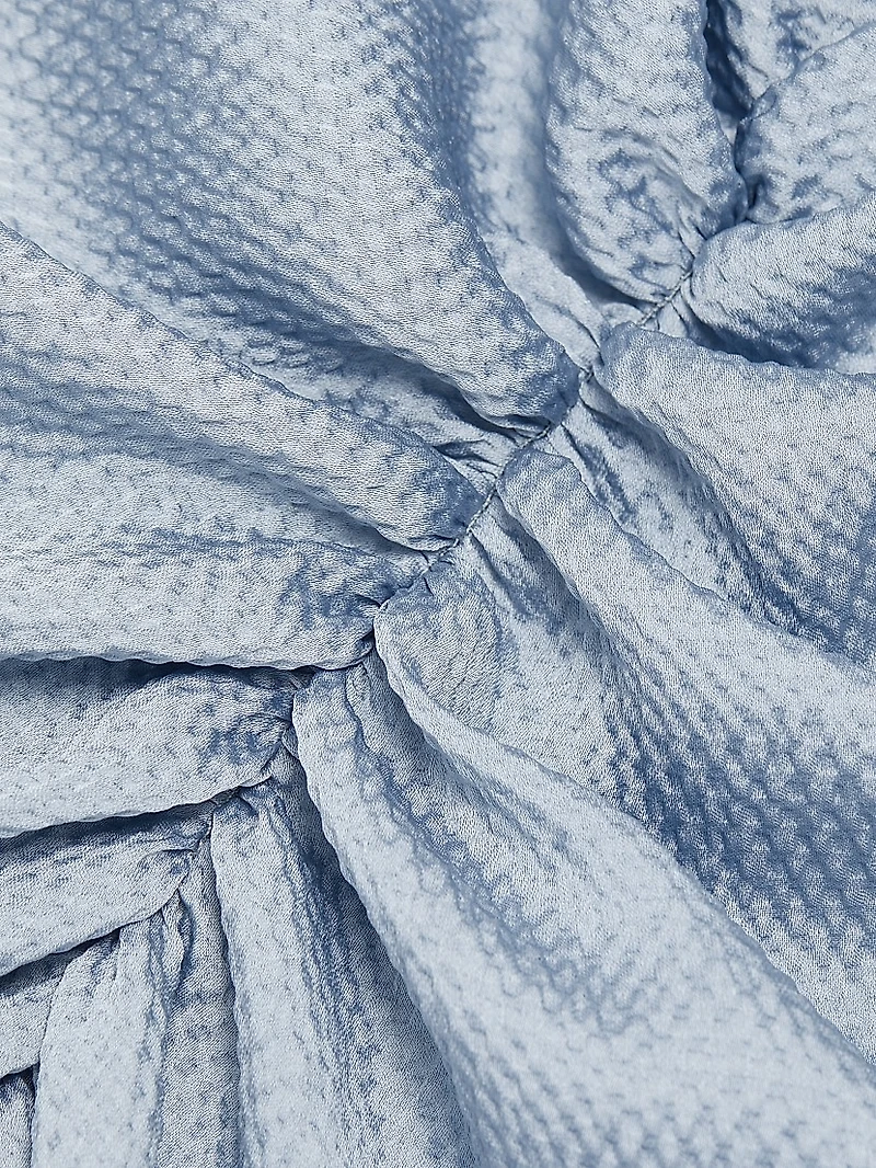 Satin Cinched V-Neck A-Line Gown