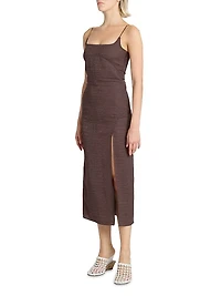 Notte Logo-Detailed Textured Midi-Slipdress