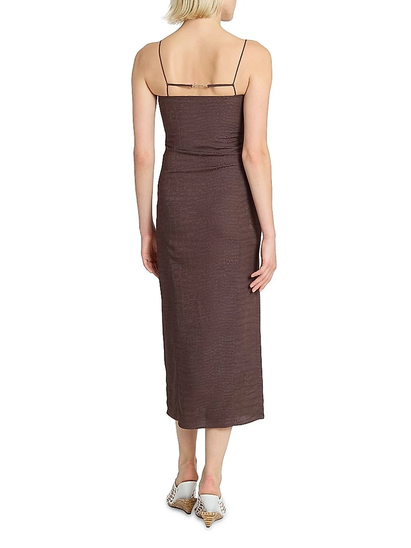 Notte Logo-Detailed Textured Midi-Slipdress