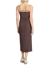 Notte Logo-Detailed Textured Midi-Slipdress