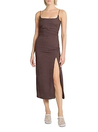 Notte Logo-Detailed Textured Midi-Slipdress