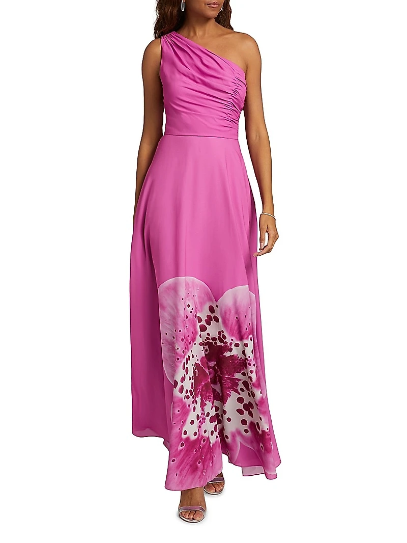 Atlas Floral One-Shoulder Gown