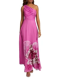 Atlas Floral One-Shoulder Gown