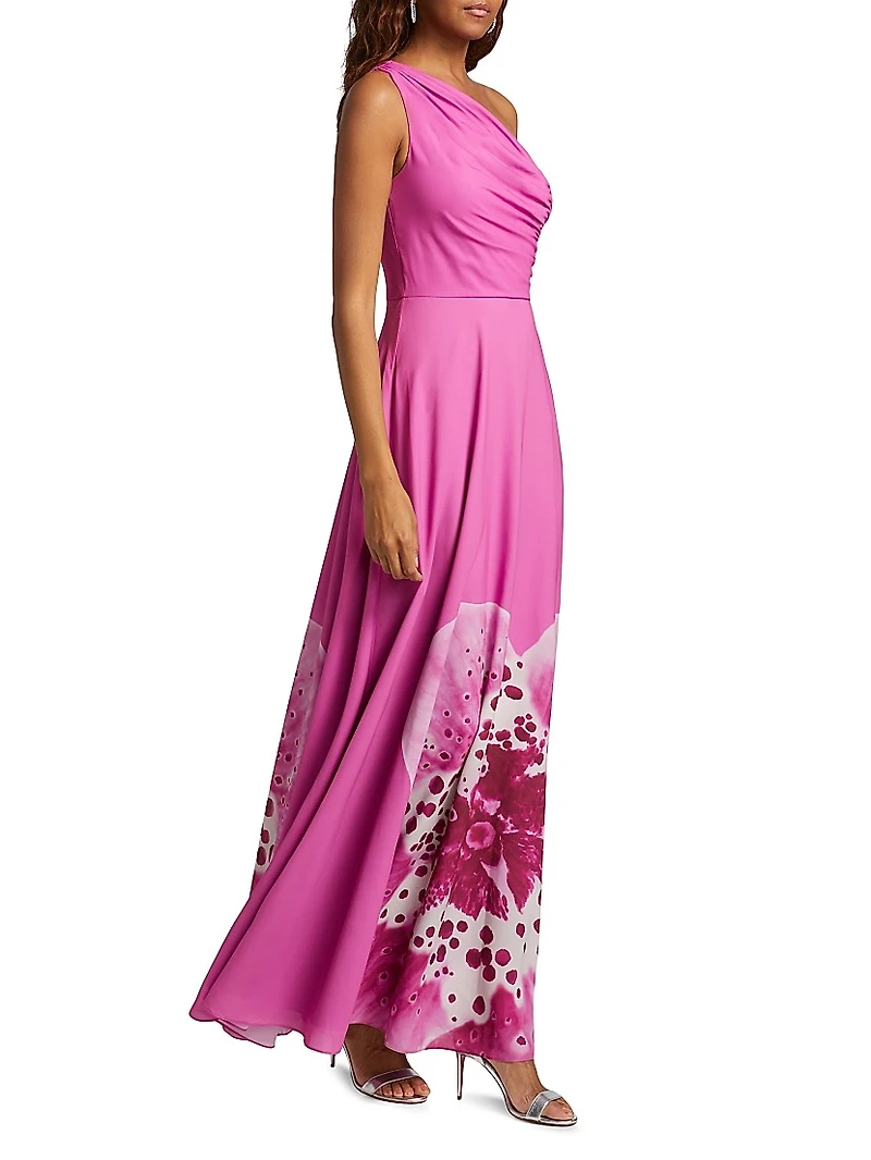 Atlas Floral One-Shoulder Gown