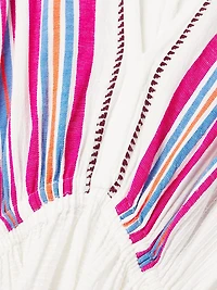 Leila Striped Cotton V-Neck Midi Dress