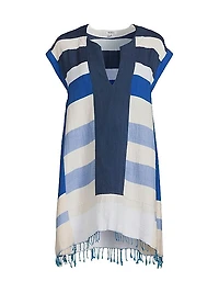Elina Striped Cotton V-Neck Caftan