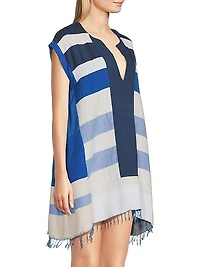 Elina Striped Cotton V-Neck Caftan