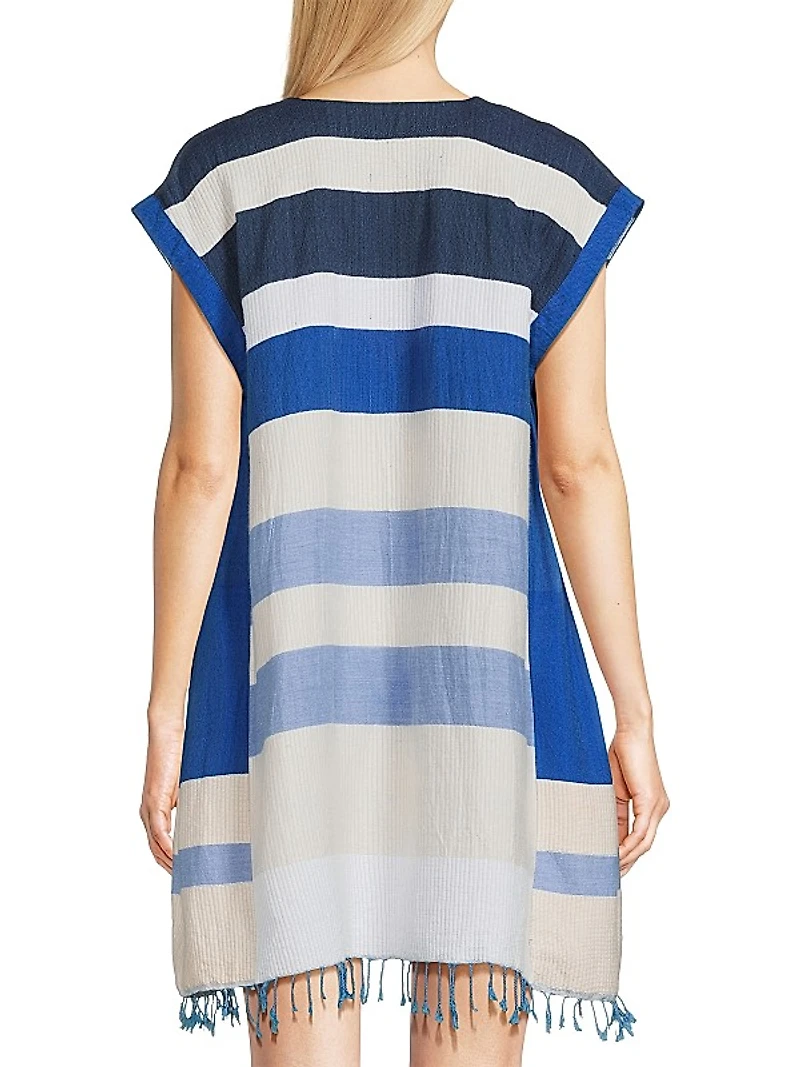 Elina Striped Cotton V-Neck Caftan