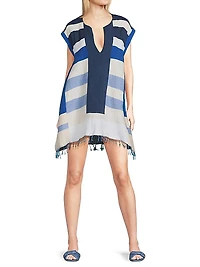 Elina Striped Cotton V-Neck Caftan