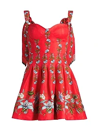 Sweet Bloom Bouquet Linen-Blend Minidress