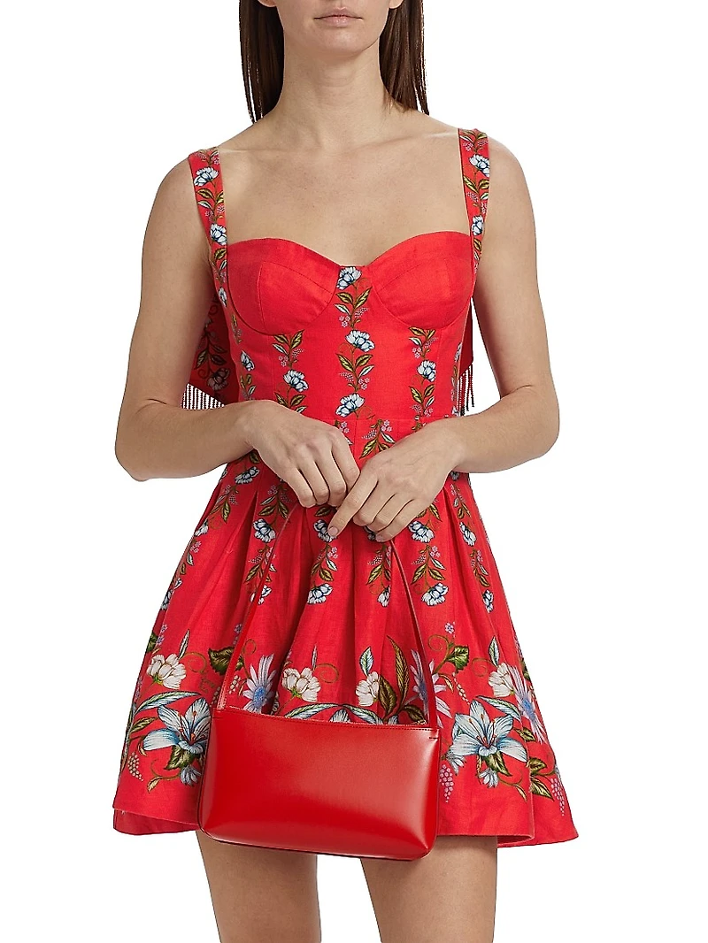 Sweet Bloom Bouquet Linen-Blend Minidress