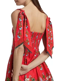 Sweet Bloom Bouquet Linen-Blend Minidress