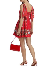 Sweet Bloom Bouquet Linen-Blend Minidress