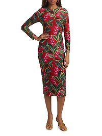 Dream Garden Jersey Midi-Dress