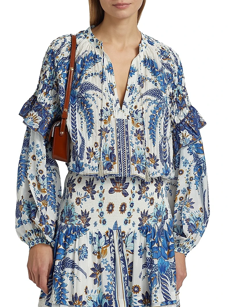 Ana Tapestry Cotton-Blend Blouse