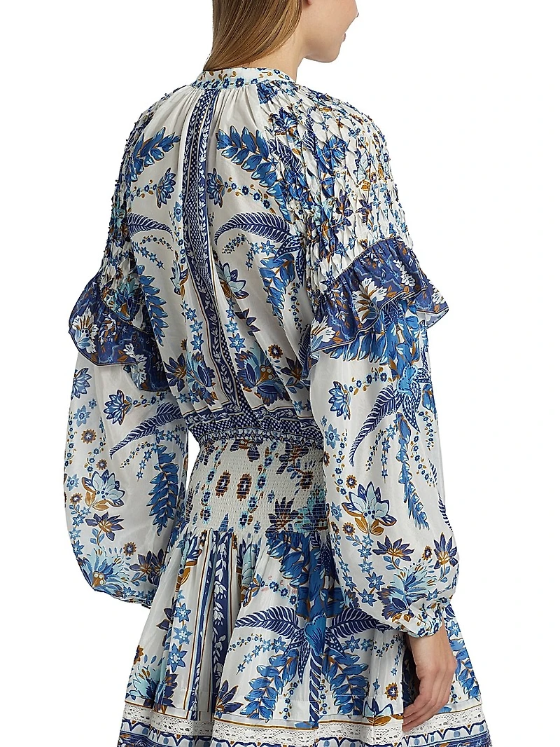 Ana Tapestry Cotton-Blend Blouse