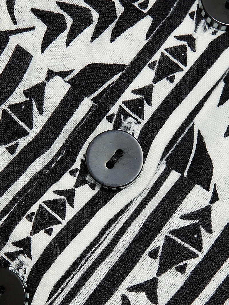 Monochrome Linen-Blend Botanical-Print Romper