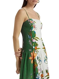 Sweet Bloom Dreamscape Linen-Blend Midi-Dress