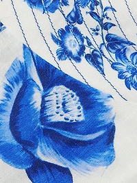 Cascade Floral Sleeveless Linen Midi-Dress